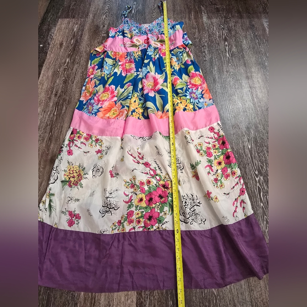Johnny Was Embroidered Floral Maxi Dress Size M  Boho Patchwork Style - Picture 7 of 13